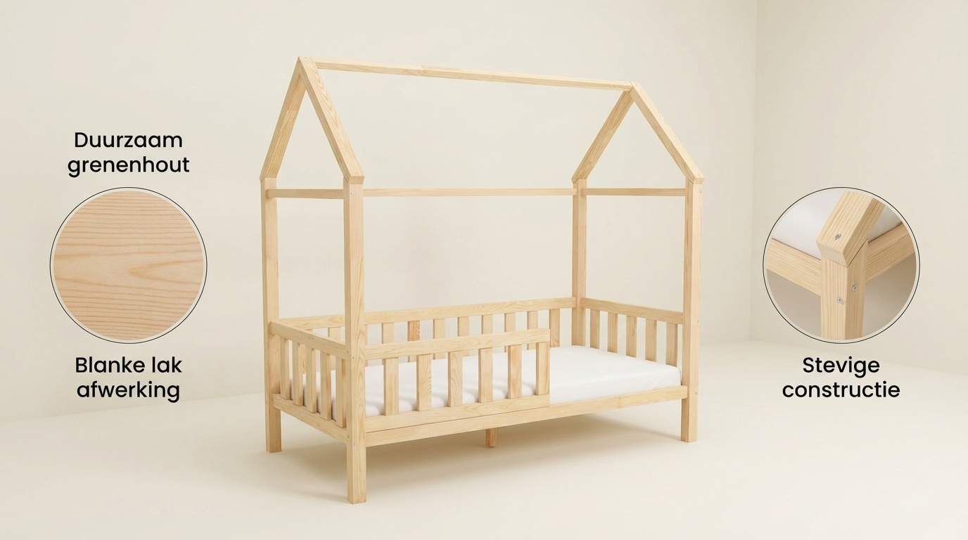 Huisbed 80x160 cm grenen kinderbed met lattenbodem