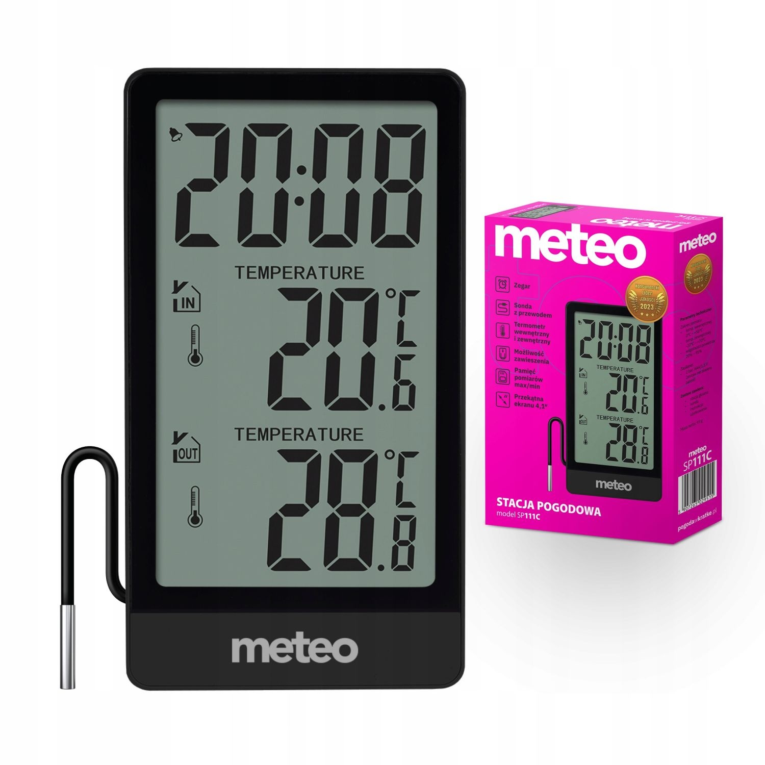 METEO Weerstation SP111C - Draadloze Buitenthermometer met Geheugen