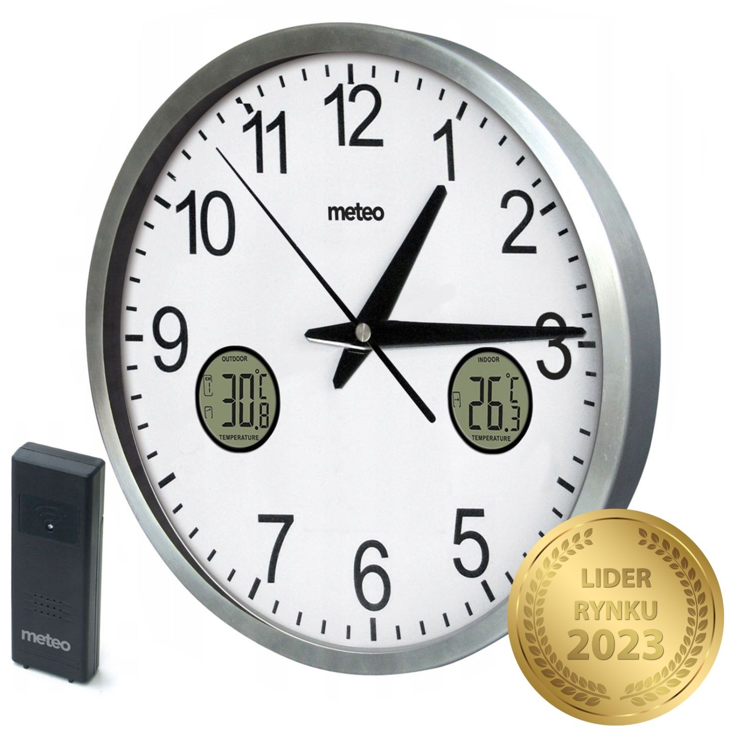 METEO Wandklok ZP31 - Met draadloze buitensensor en LCD-scherm