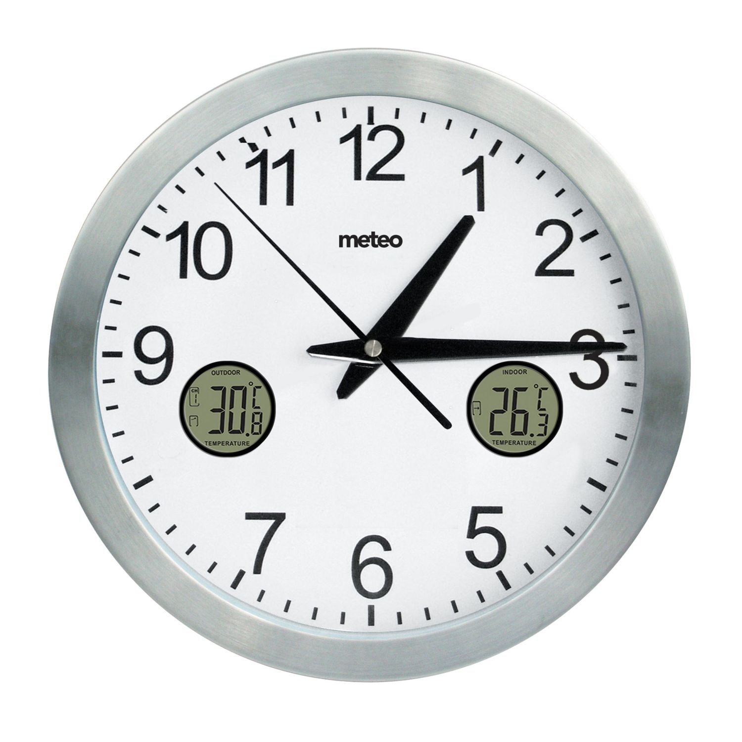 METEO Wandklok ZP31 - Met draadloze buitensensor en LCD-scherm