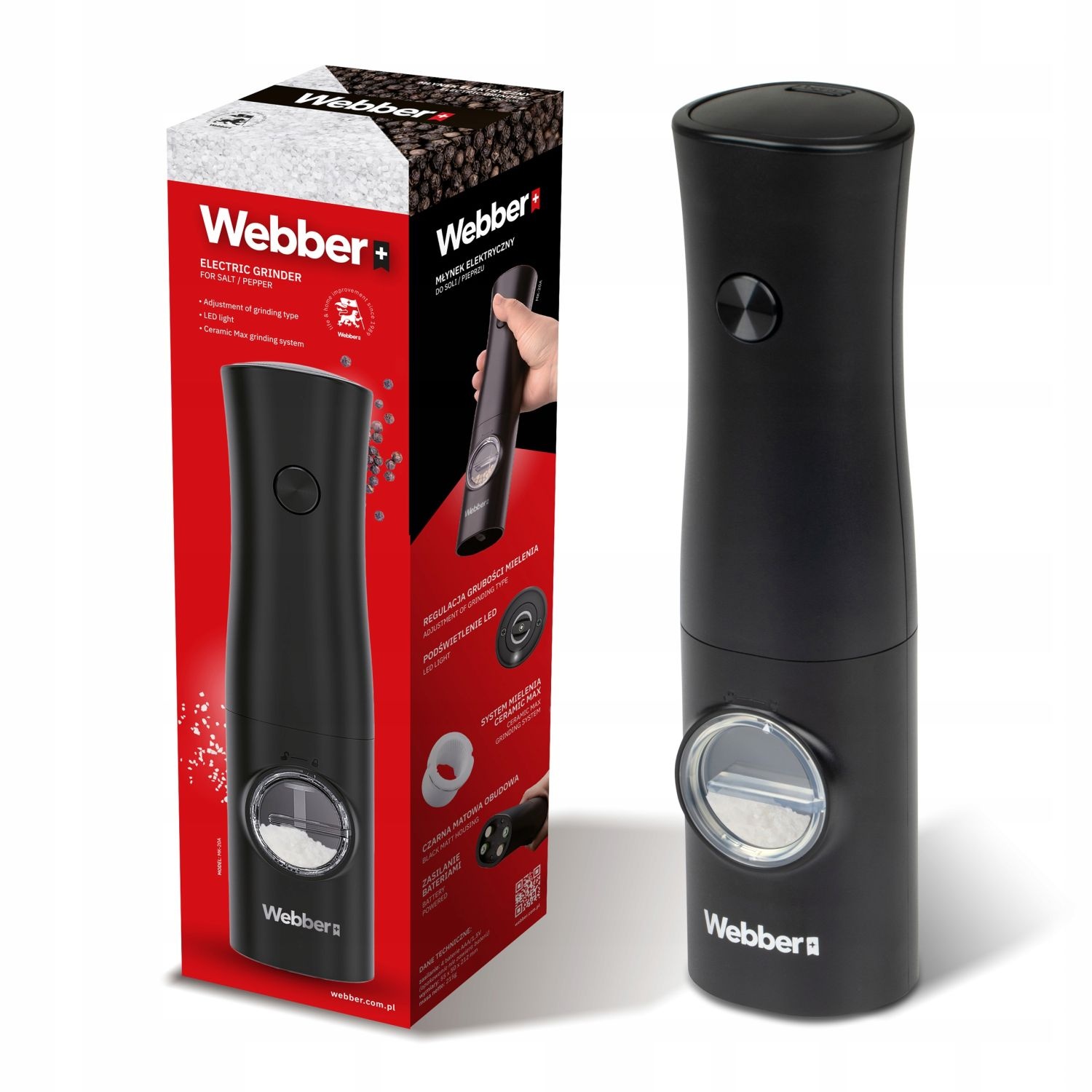 WEBBER Elektrische Peper- of Zoutmolen - Keramisch & Anti-mors