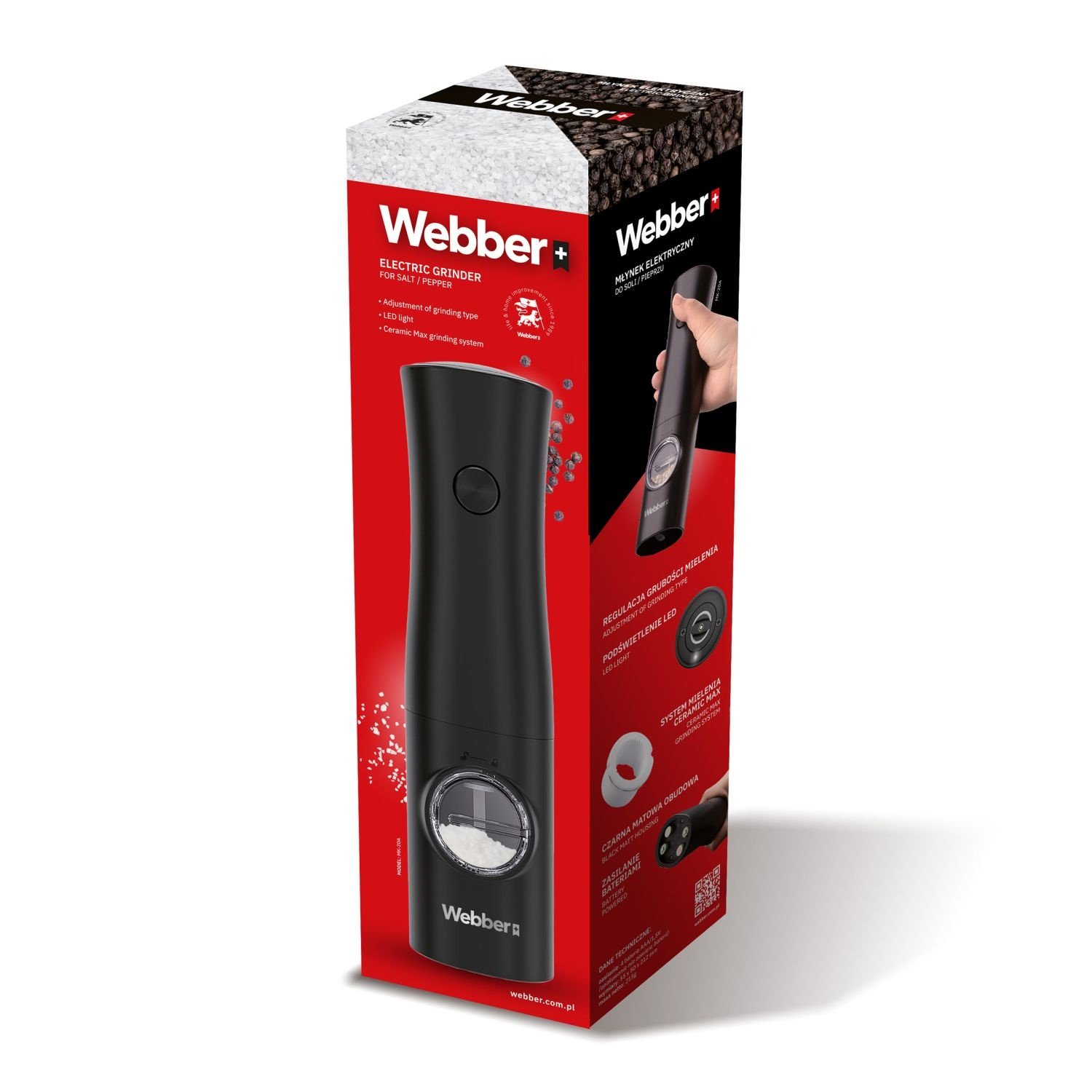 WEBBER Elektrische Peper- of Zoutmolen - Keramisch & Anti-mors