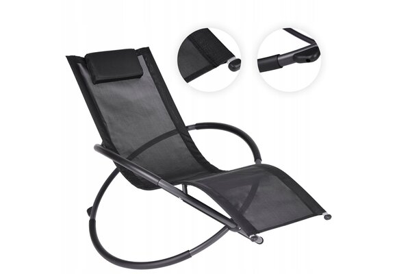 GARDENSELECT Ligstoel LO2B-L Zwart - Ergonomisch met Schommelfunctie