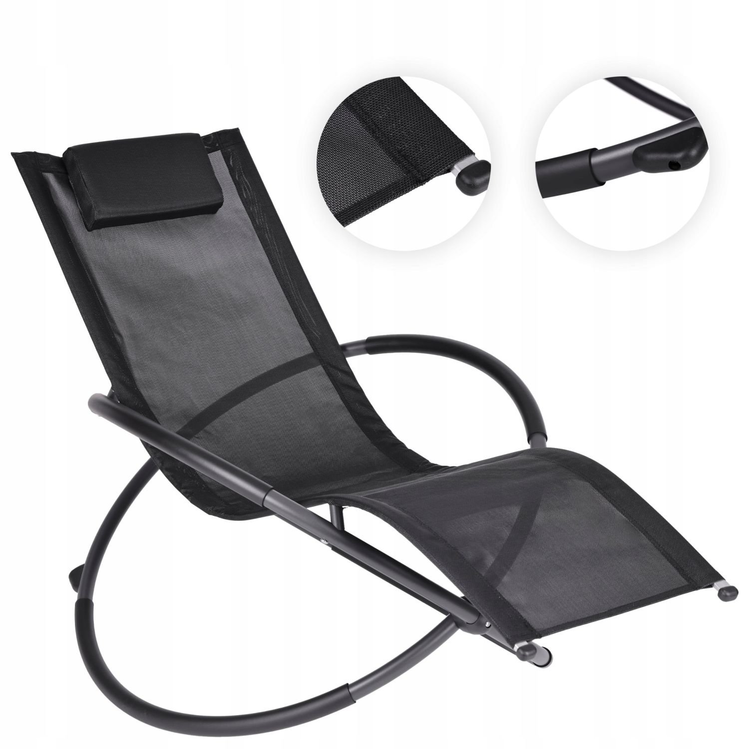 GARDENSELECT Ligstoel LO2B-L Zwart - Ergonomisch met Schommelfunctie