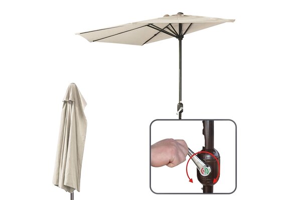 GARDENSELECT Muurparasol 2,7m - Stevige Wandparasol met Zwengel Ecru