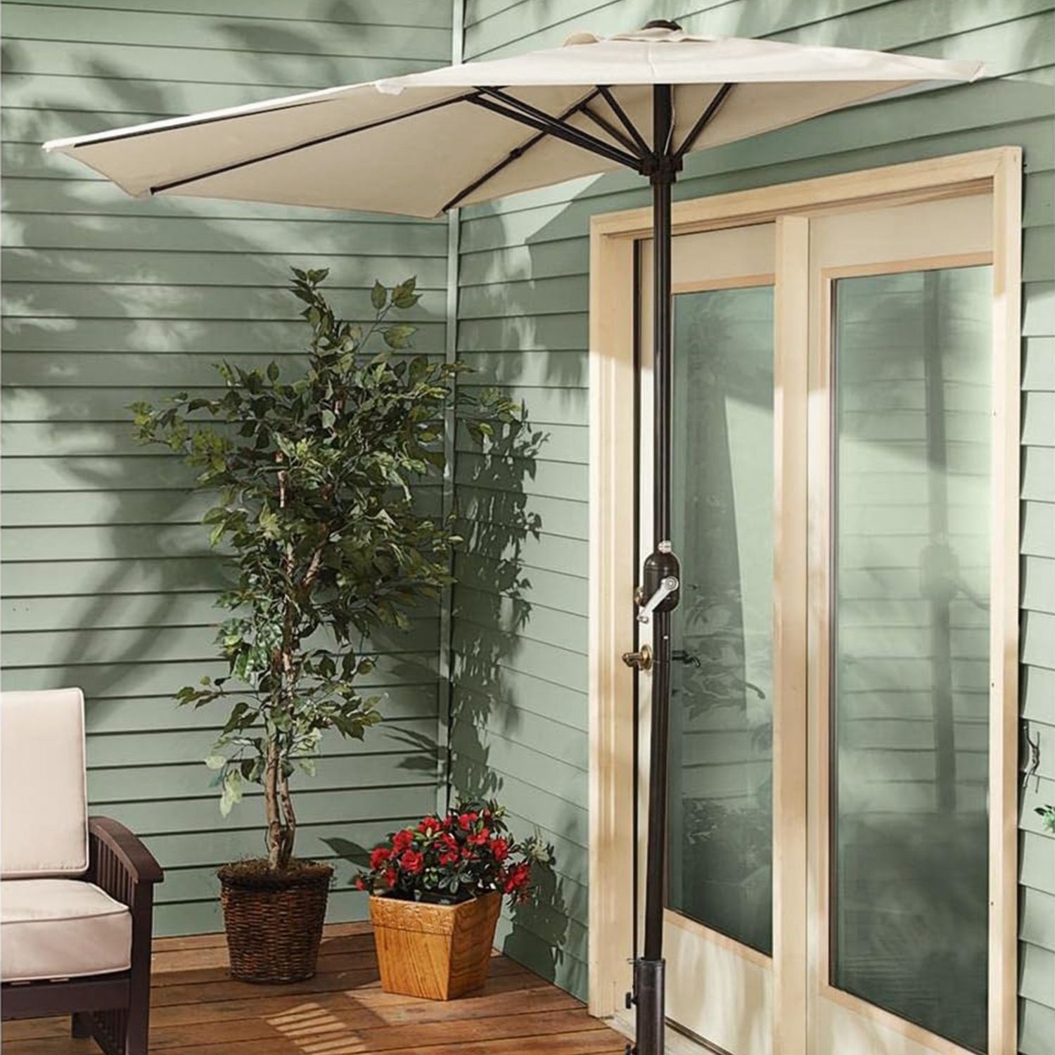 GARDENSELECT Muurparasol 2,7m - Stevige Wandparasol met Zwengel Ecru