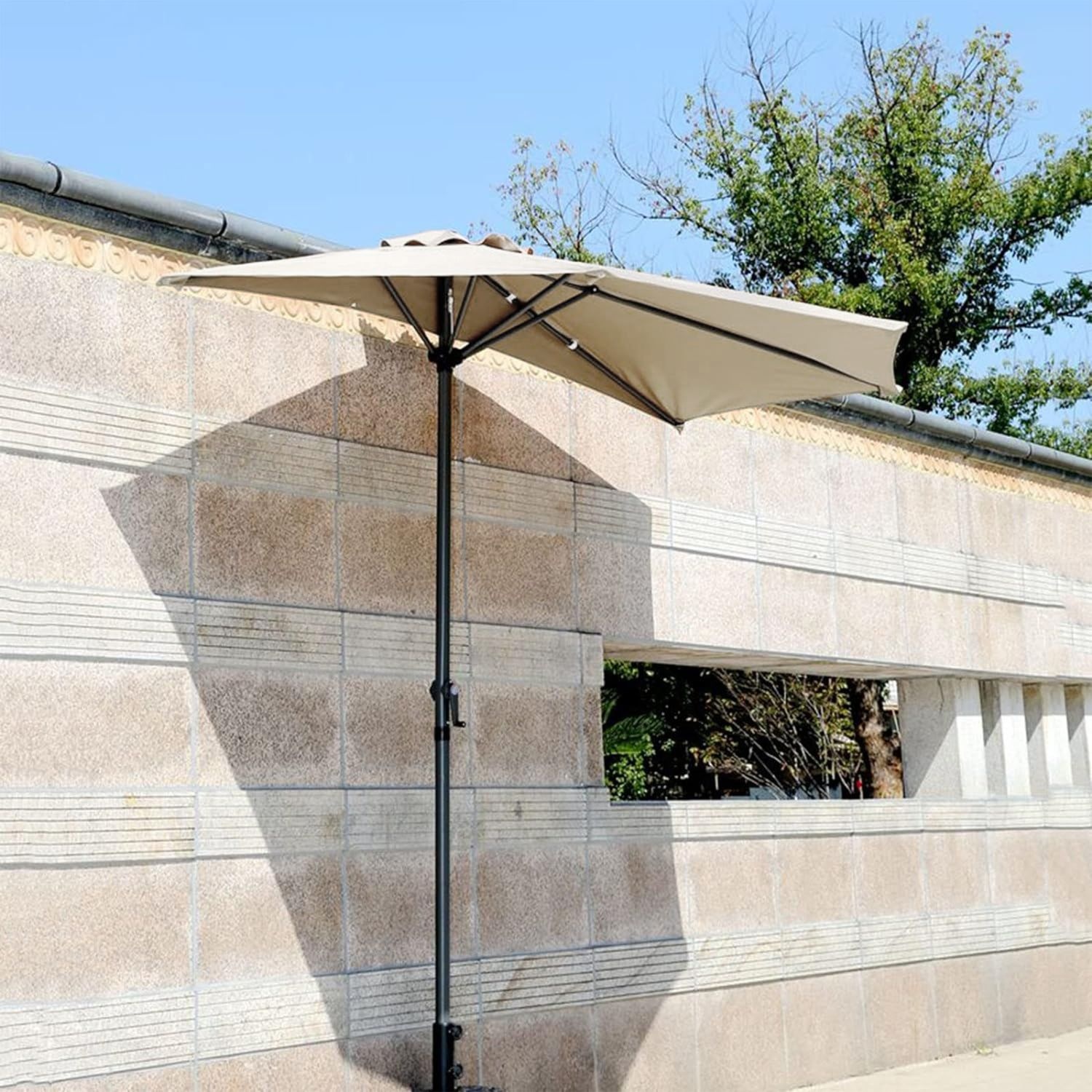 GARDENSELECT Muurparasol 2,7m - Stevige Wandparasol met Zwengel Ecru