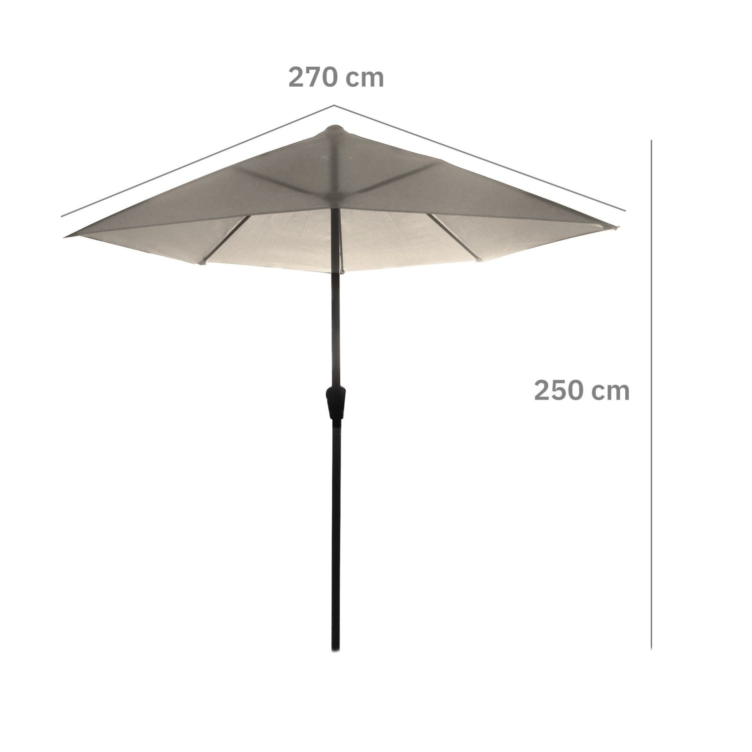GARDENSELECT Muurparasol 2,7m - Stevige Wandparasol met Zwengel Ecru