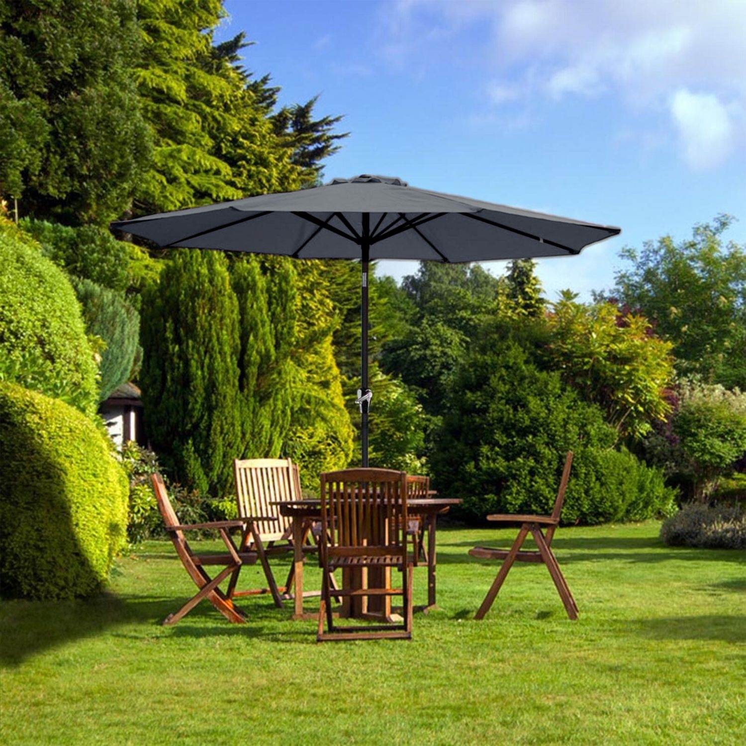 GARDENSELECT Tuinparasol XL Grijs - 3 Meter met Zwengel en Kantelfunctie