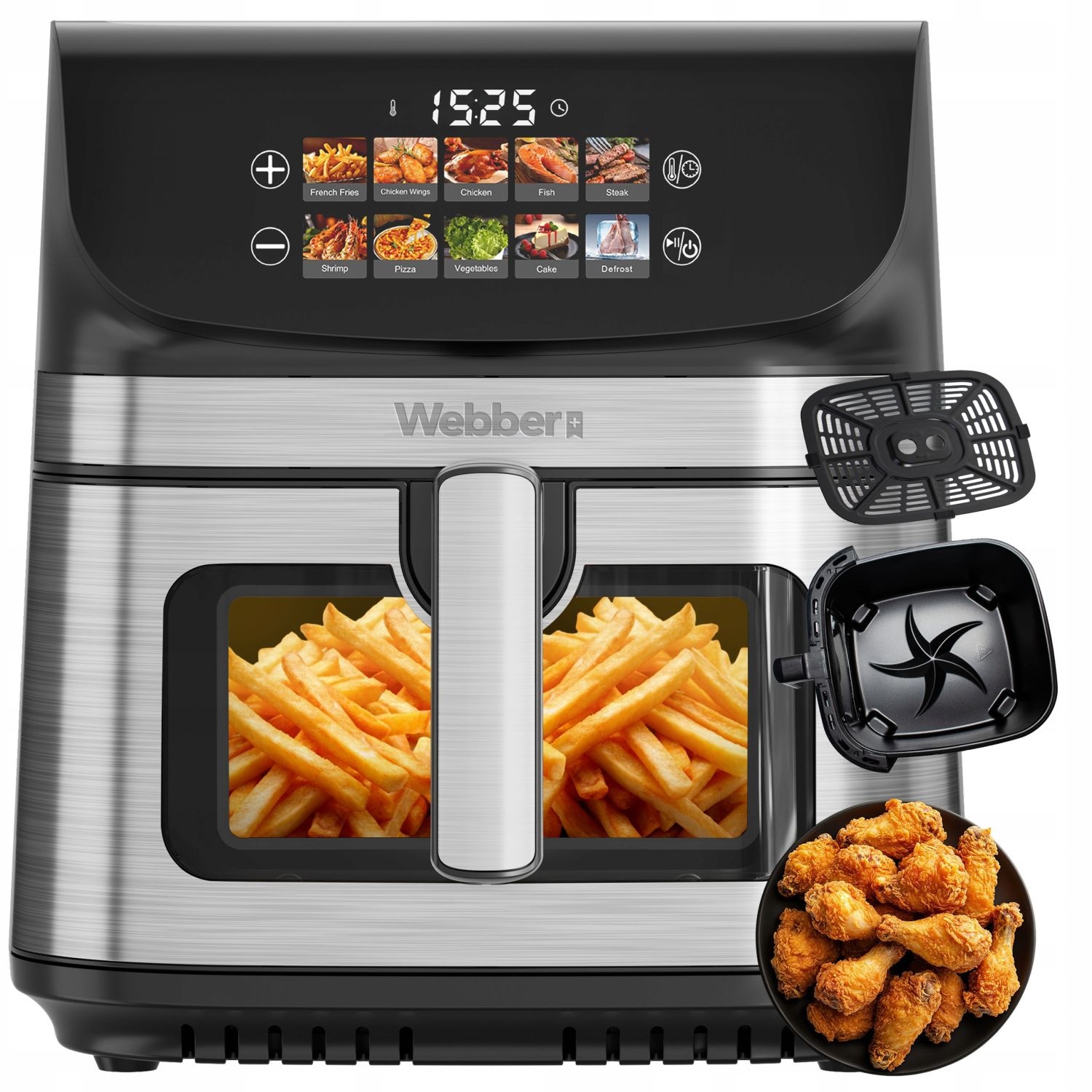Webber Heteluchtfriteuse AF801 - 8,8L Airfryer met Dubbele Verwarming