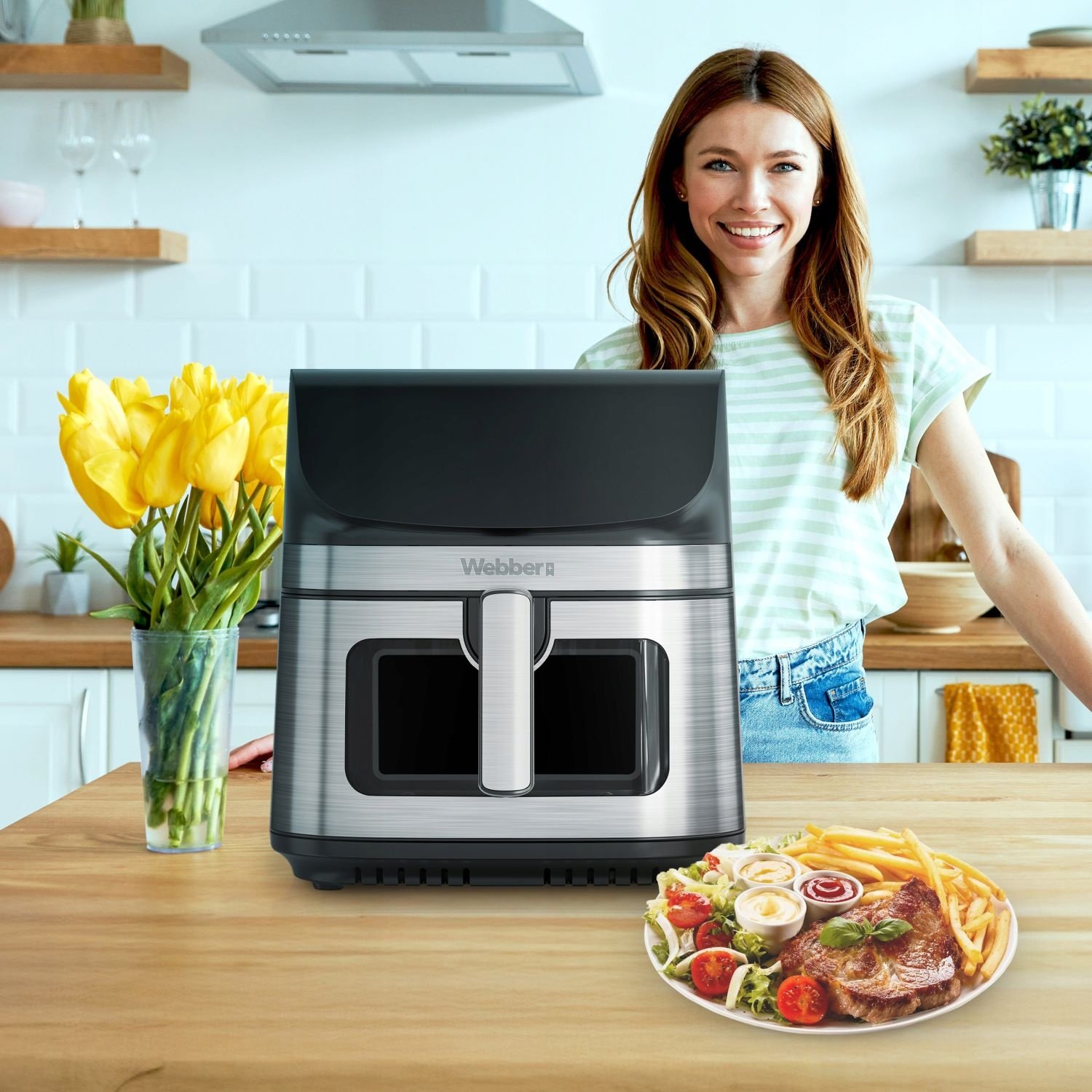 Webber Heteluchtfriteuse AF801 - 8,8L Airfryer met Dubbele Verwarming