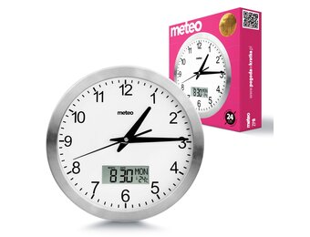 METEO Wandklok ZP8 - Stille digitale klok met thermometer en hygrometer