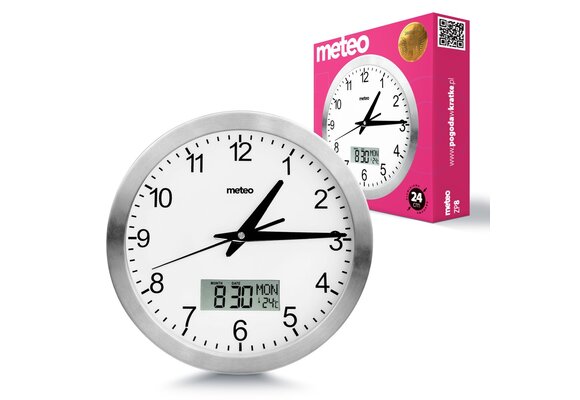 METEO Wandklok ZP8 - Stille digitale klok met thermometer en hygrometer