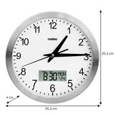 METEO Wandklok ZP8 - Stille digitale klok met thermometer en hygrometer