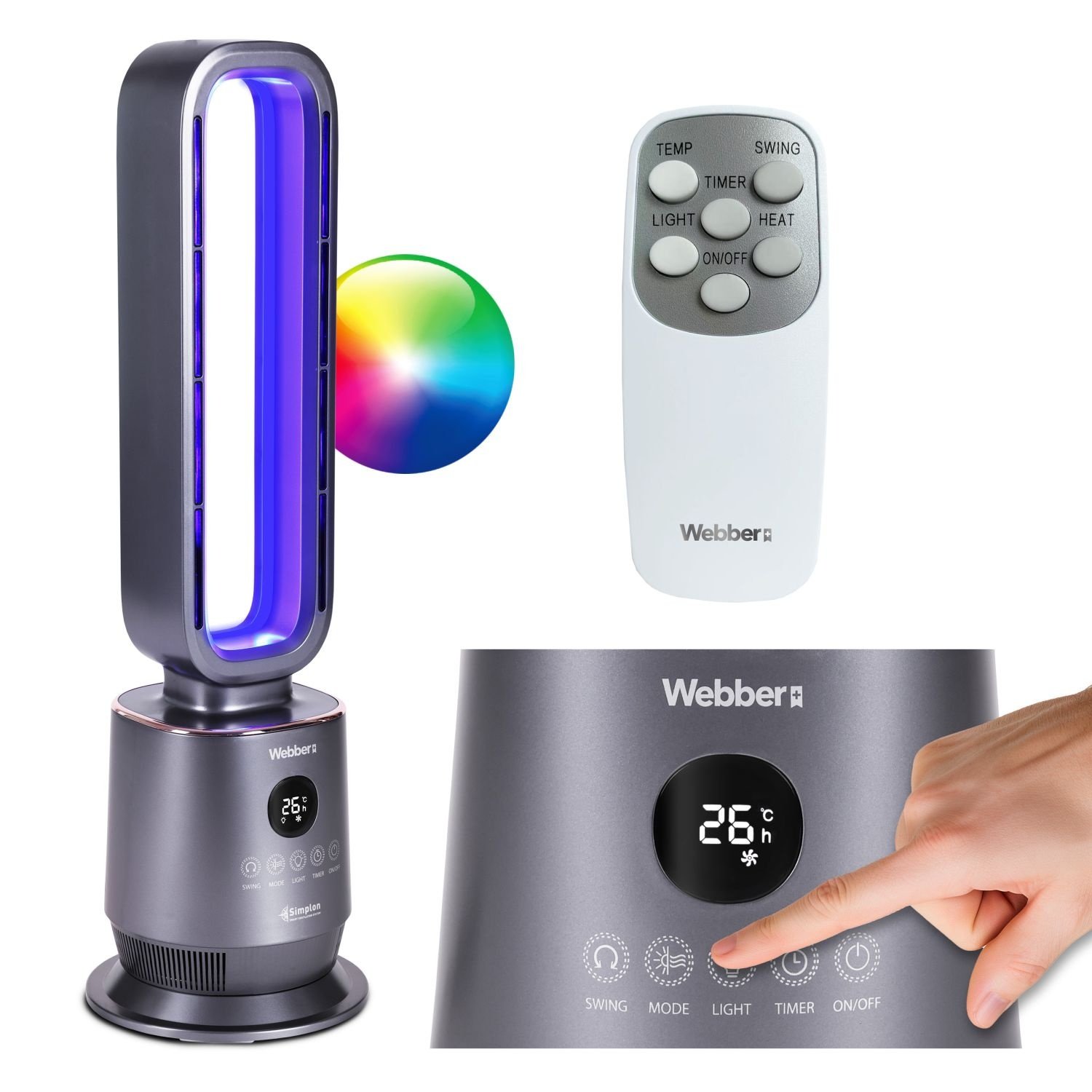 Webber TWB1830 Keramische Kachelventilator - Warm in 2 seconden