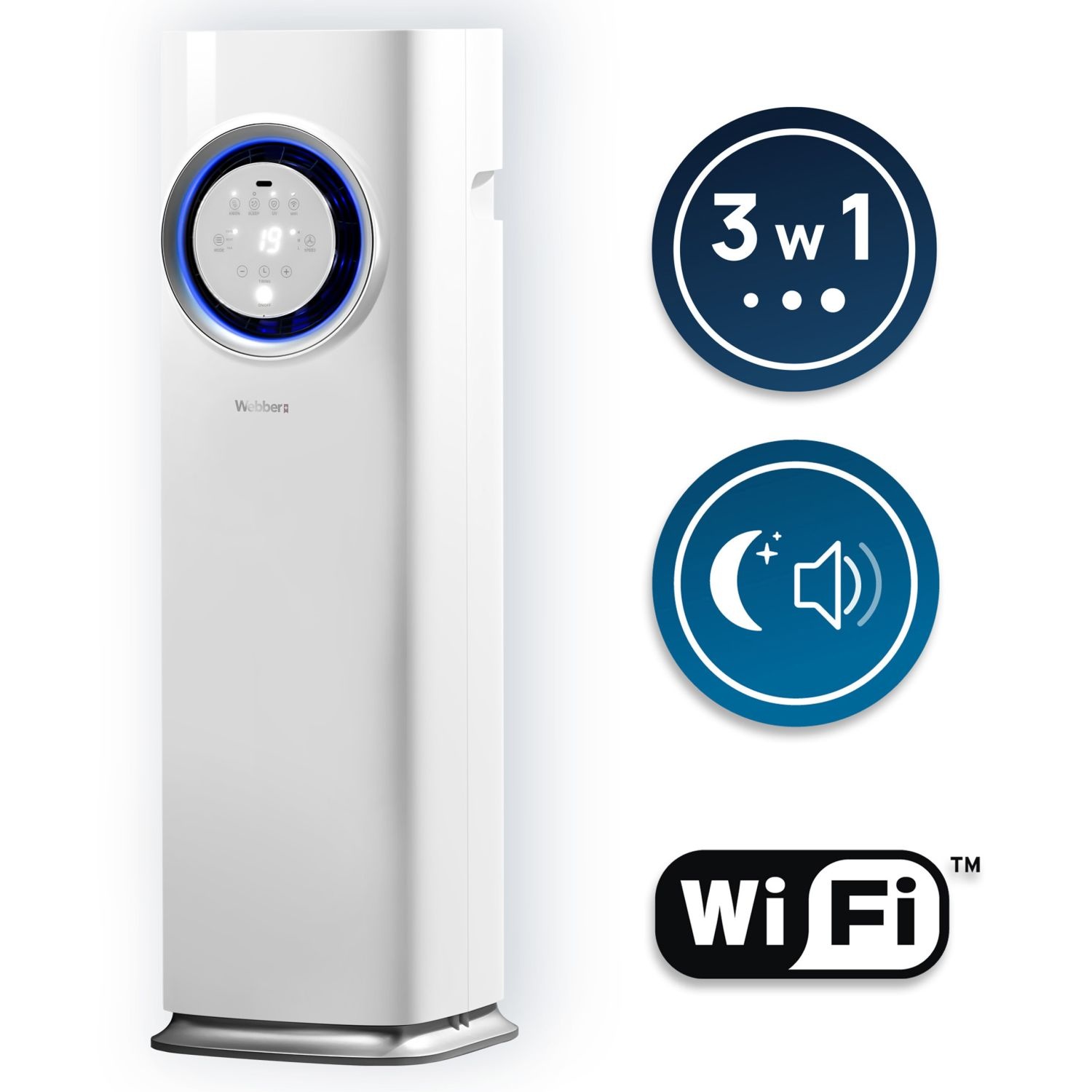Webber Stille 3-in-1 Mobiele Airconditioner - WiFi en Warmtepomp