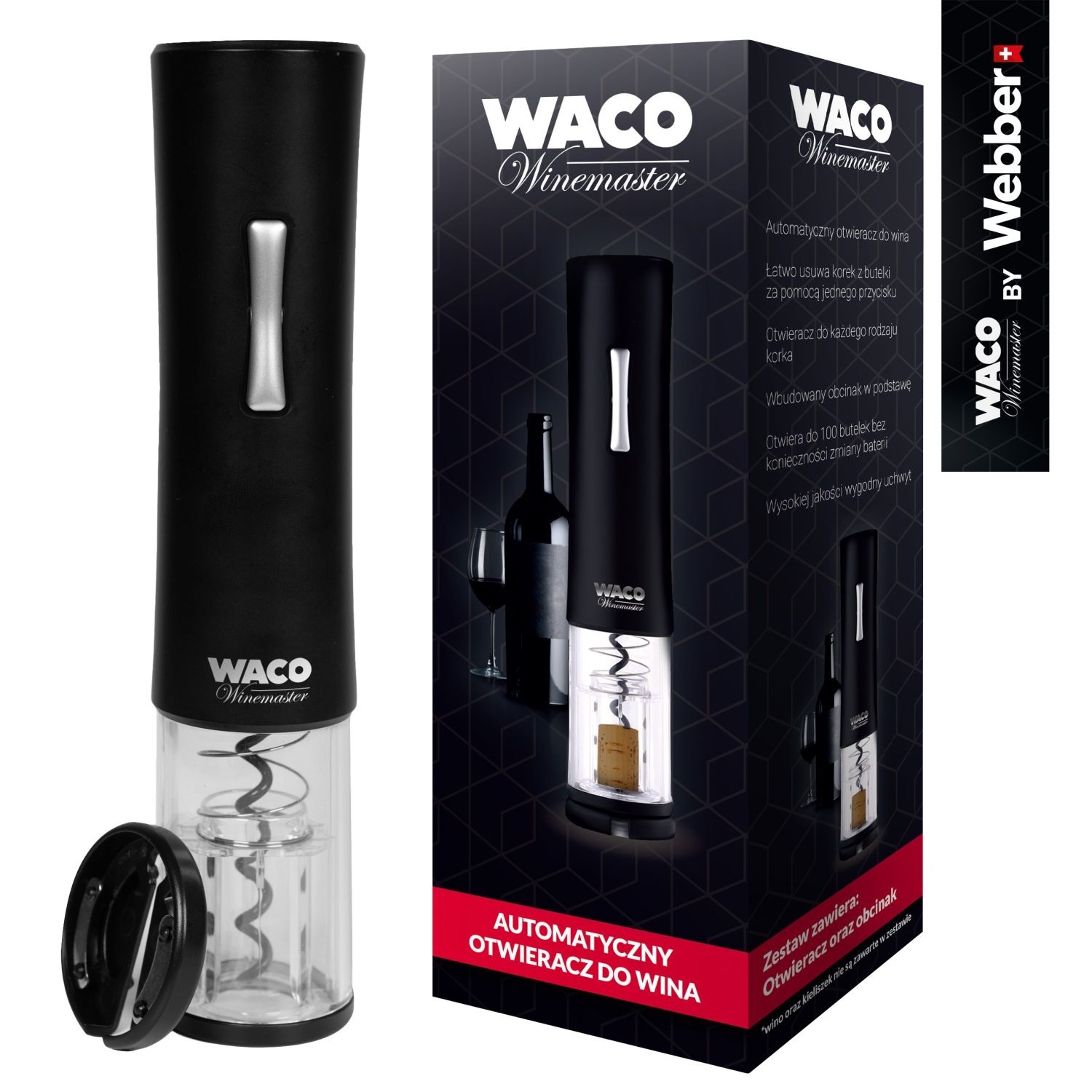WACO OW4 Automatische Wijnopener - Opent elke fles in 8 seconden