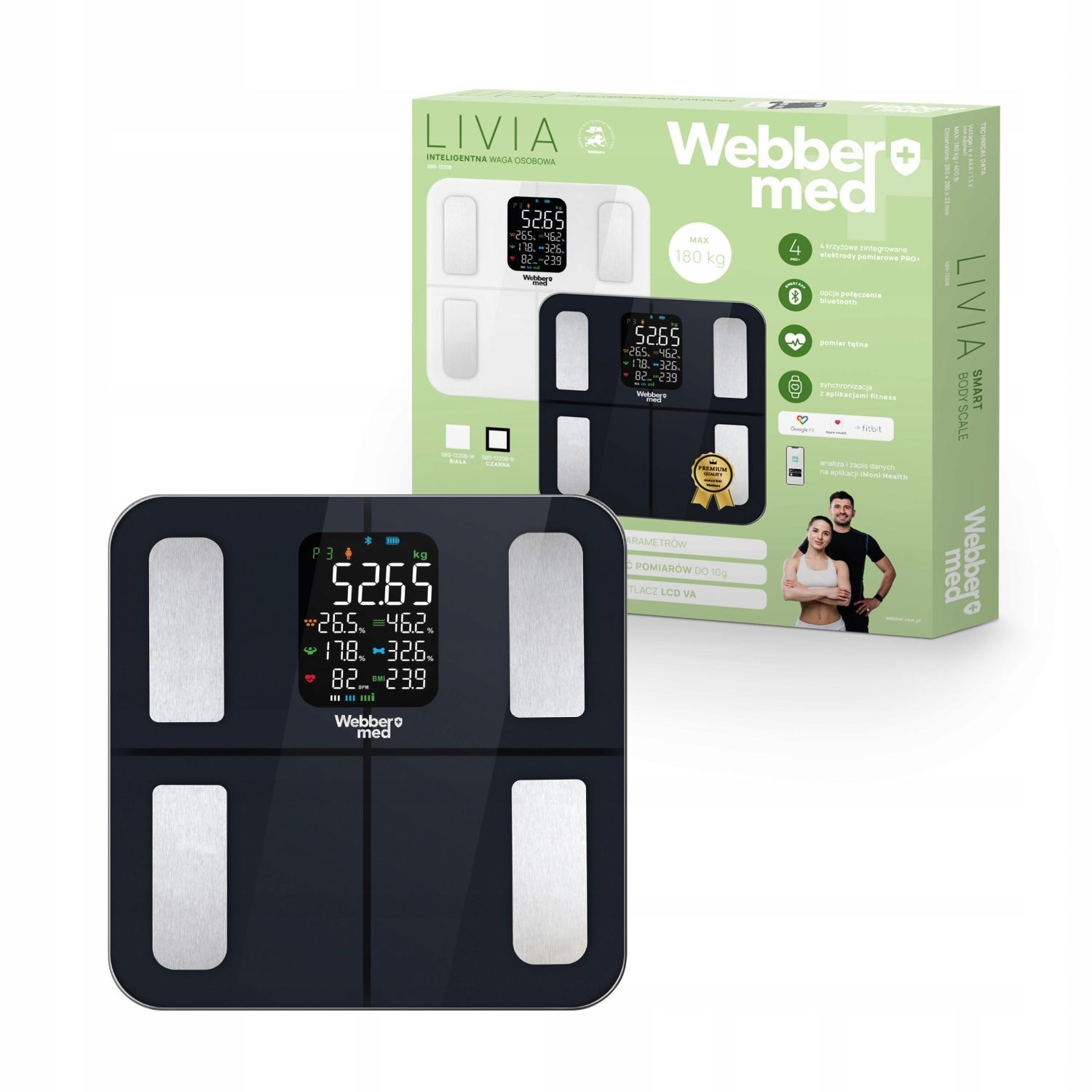 Webber Med Slimme Badkamerweegschaal IF1320C - Met Hartslagmeting