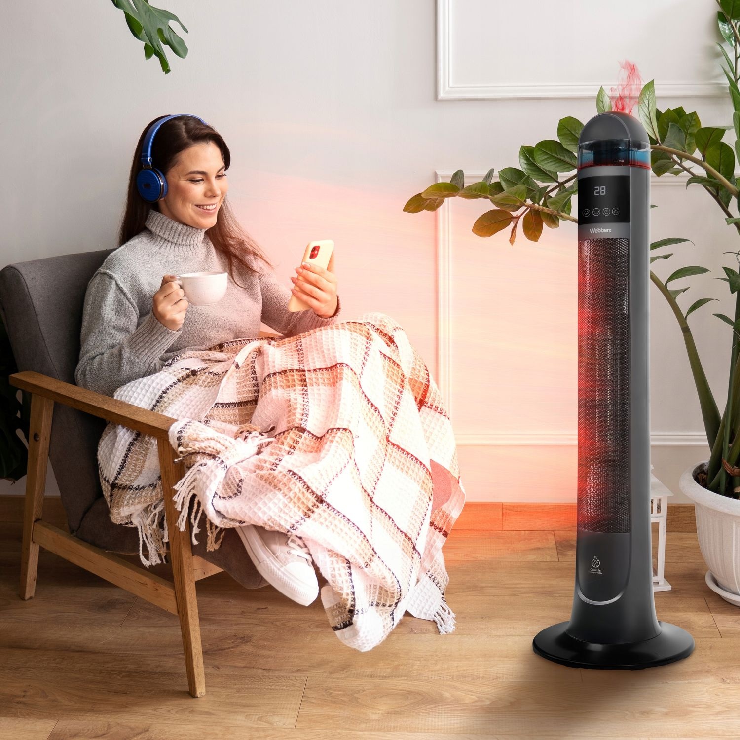 Webber ETNA TH2200G Kolomkachel - Sfeervolle Warmte en Luchtbevochtiging