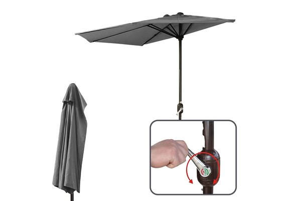 GARDENSELECT Wandparasol 2,7m Grijs - Creëer direct schaduw aan je muur