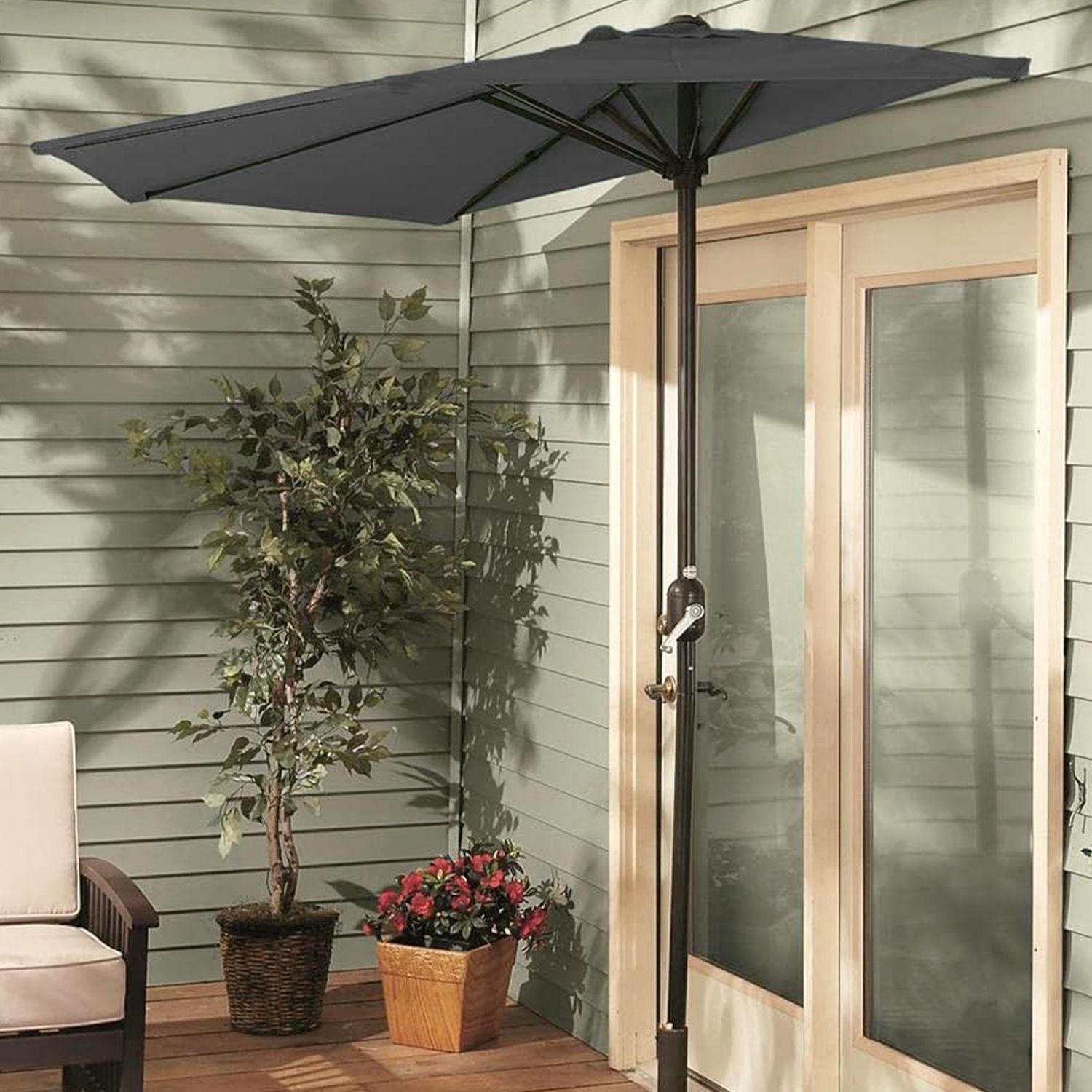 GARDENSELECT Wandparasol 2,7m Grijs - Creëer direct schaduw aan je muur