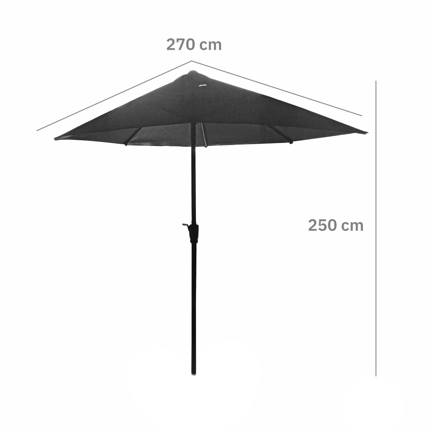 GARDENSELECT Wandparasol 2,7m Grijs - Creëer direct schaduw aan je muur