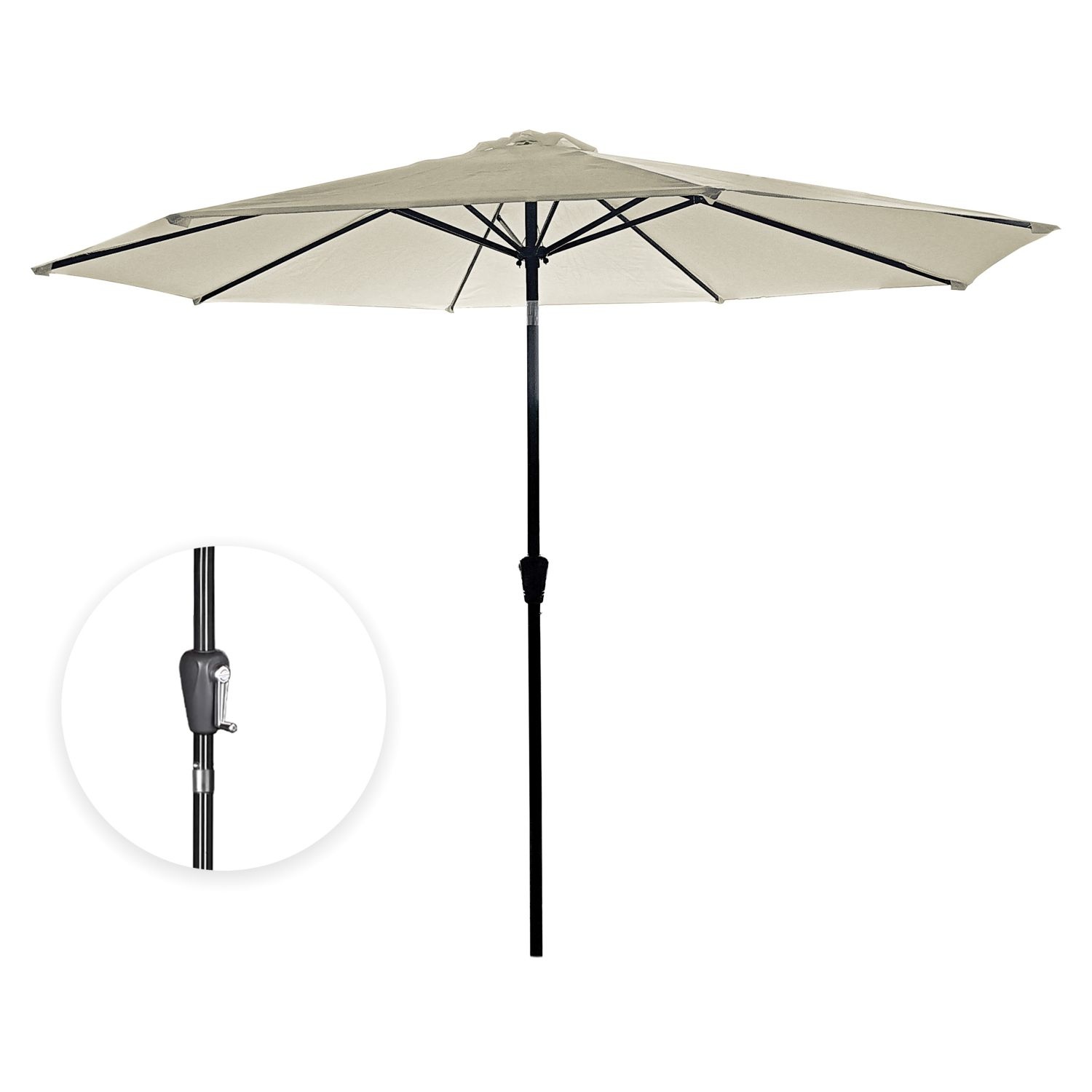 GARDENSELECT Tuinparasol 3m Ecru - Met Zwengel en Kantelfunctie