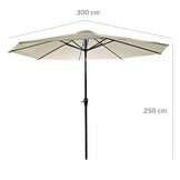 GARDENSELECT Tuinparasol 3m Ecru - Met Zwengel en Kantelfunctie