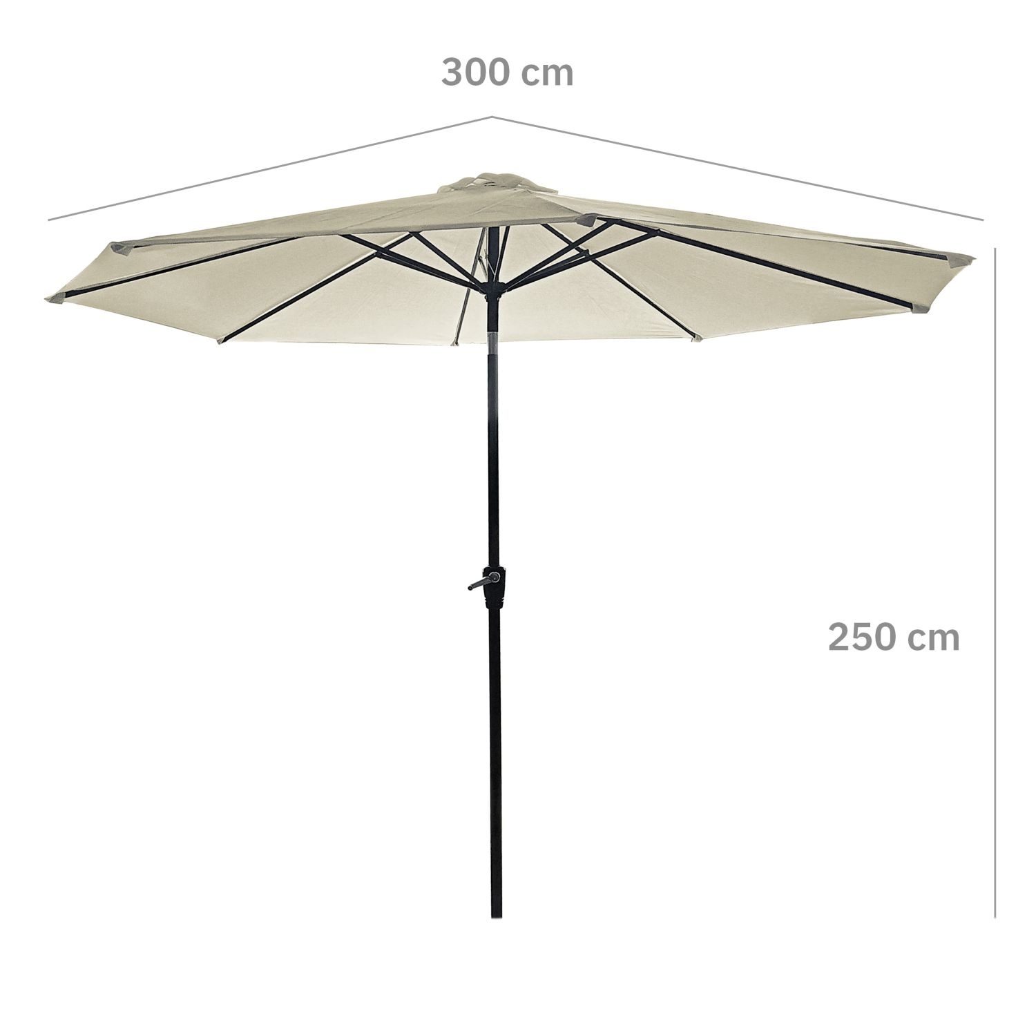 GARDENSELECT Tuinparasol 3m Ecru - Met Zwengel en Kantelfunctie