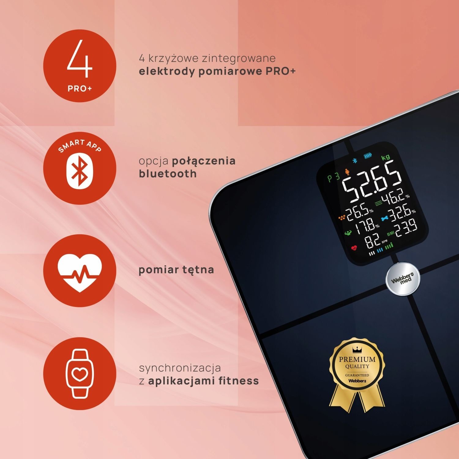 Webber Med Personenweegschaal BONITA IF1321C - Met Hartslagmeting