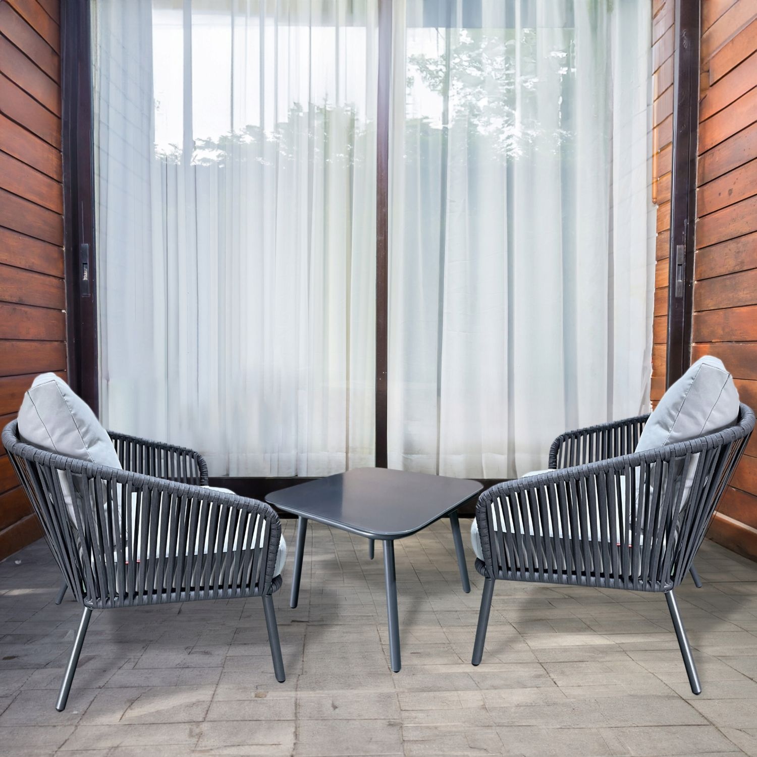 NUFORMA Tuinset - 2 Technorattan Loungefauteuils - Roestvrij Aluminium