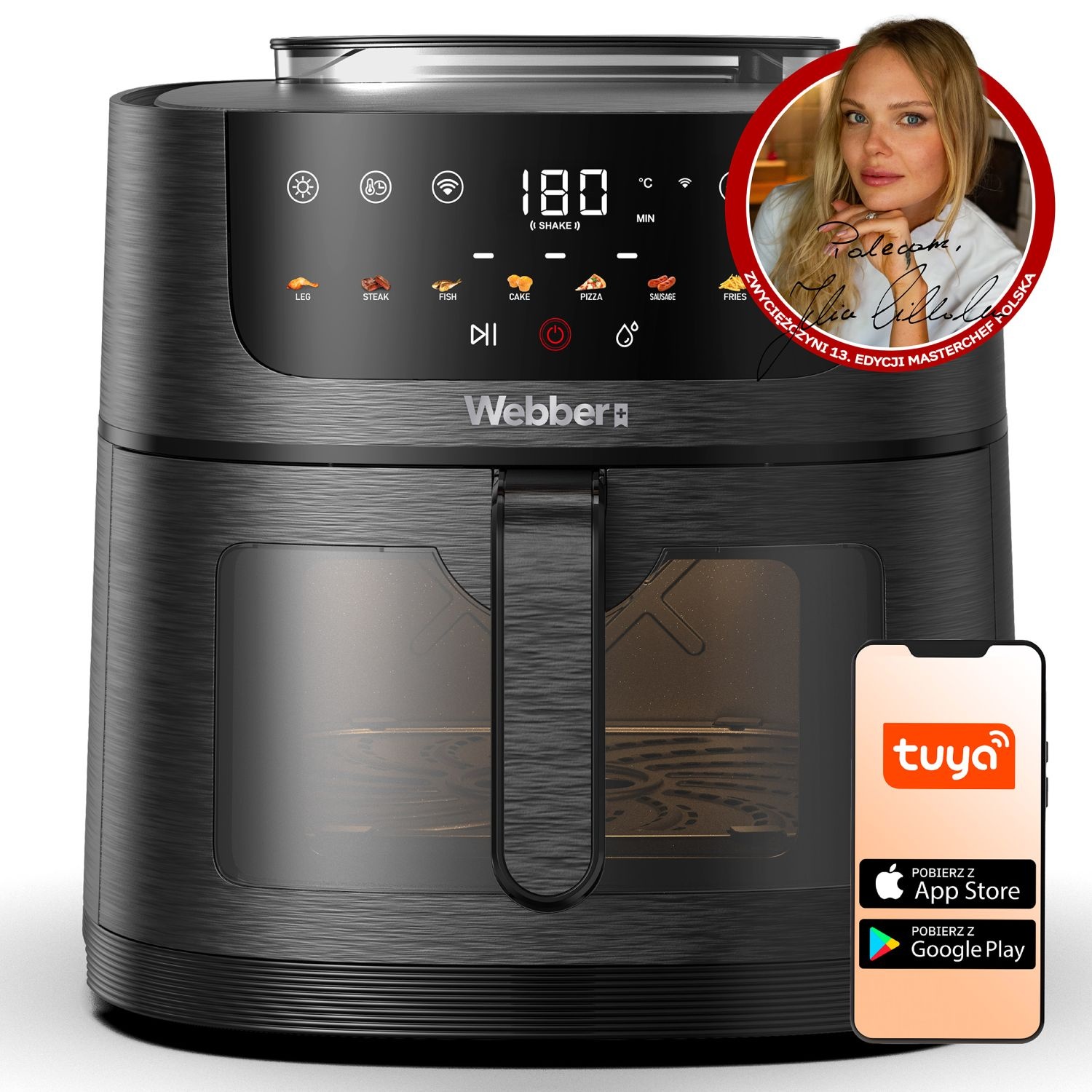 Webber AF800 Heteluchtfriteuse - 8 Liter met Wi-Fi en Kijkvenster