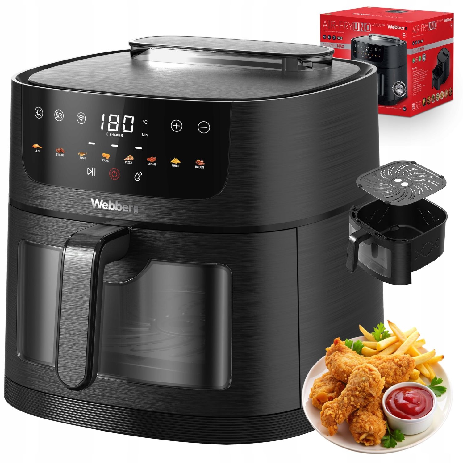 Webber AF800 Heteluchtfriteuse - 8 Liter met Wi-Fi en Kijkvenster
