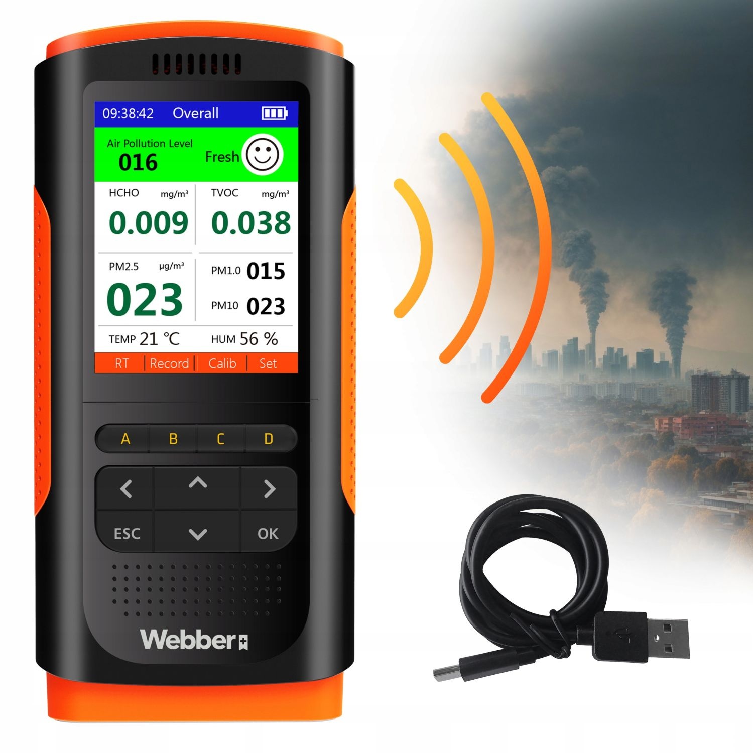 Webber UP900 Luchtkwaliteitsmeter - Meet Fijnstof en Schadelijke Gassen