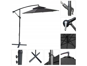 GARDENSELECT Zweefparasol 2,7 m - Kantelbaar & Stevig Grijs