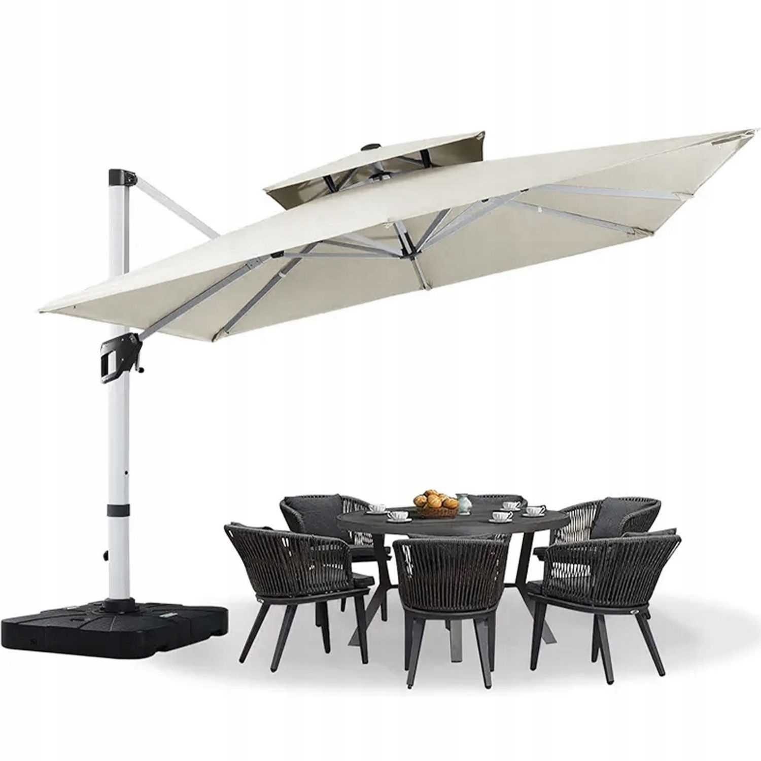 GARDENSELECT Zweefparasol XXXL VADA Ecru - 360° Draaibaar - 3m