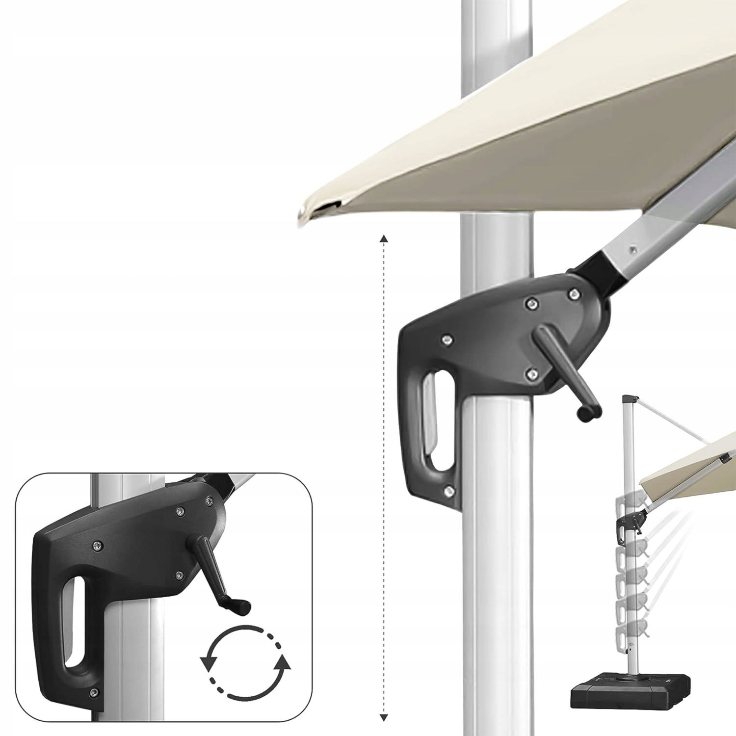 GARDENSELECT Zweefparasol XXXL VADA Ecru - 360° Draaibaar - 3m