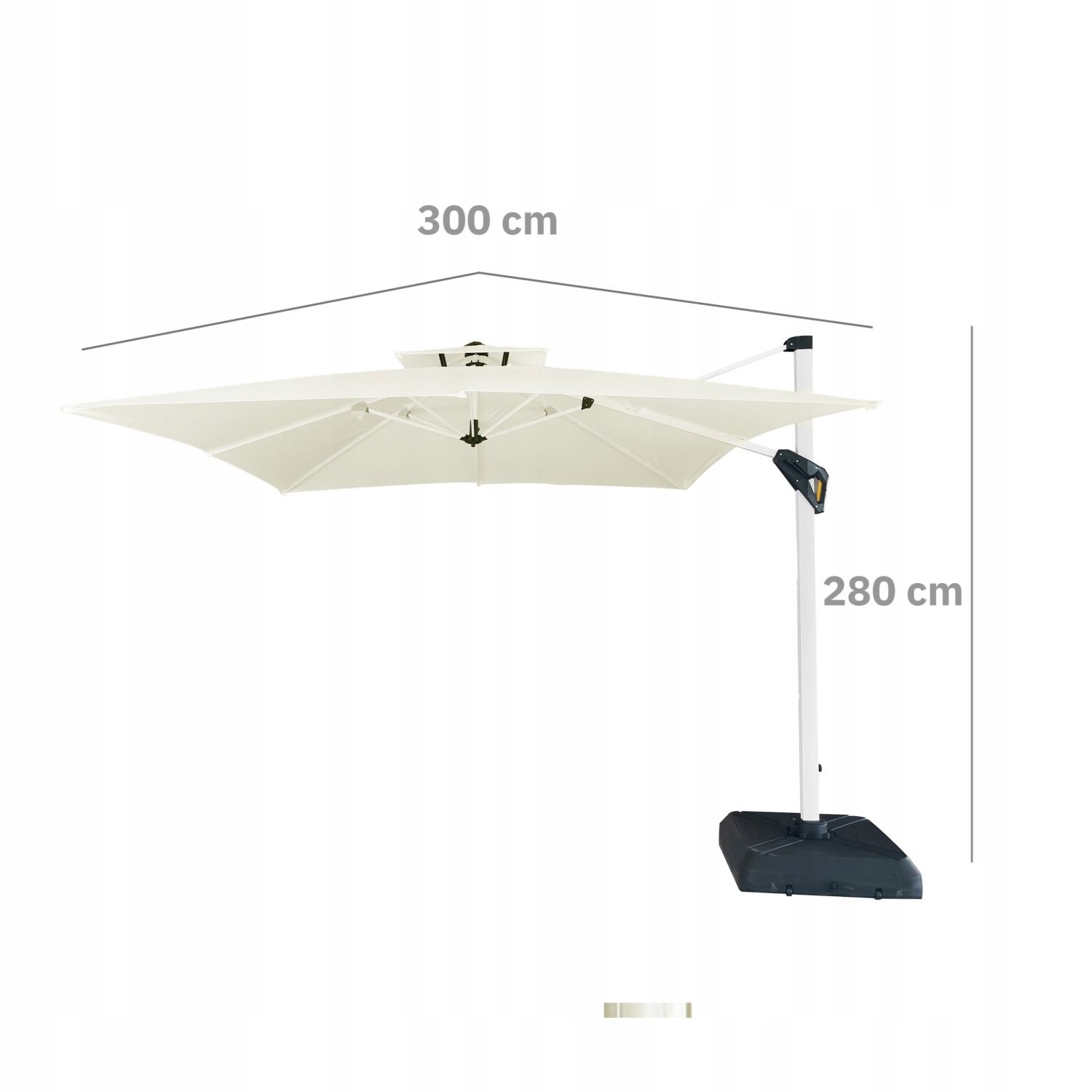 GARDENSELECT Zweefparasol XXXL VADA Ecru - 360° Draaibaar - 3m