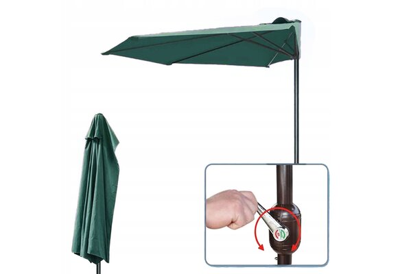 GARDENSELECT Wandparasol 2,7m - Ruime schaduw met handige zwengel