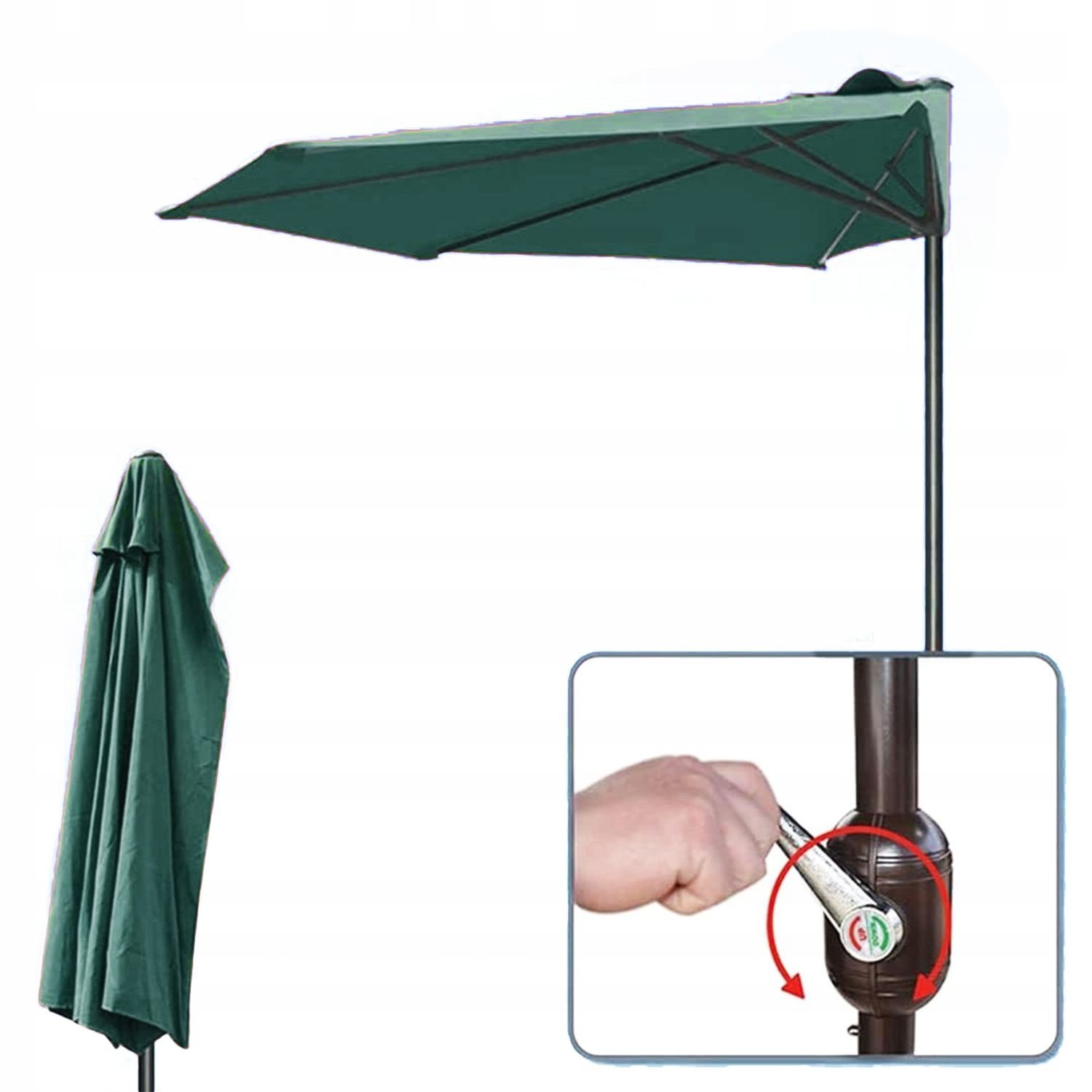 GARDENSELECT Wandparasol 2,7m - Ruime schaduw met handige zwengel