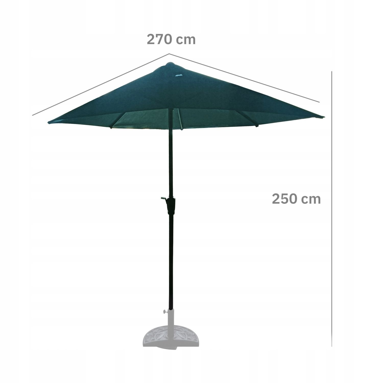 GARDENSELECT Wandparasol 2,7m - Ruime schaduw met handige zwengel