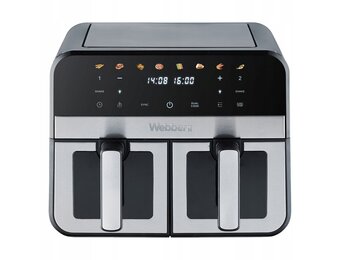 Webber AF900 Heteluchtfriteuse - 9L dubbele kom en kijkvenster