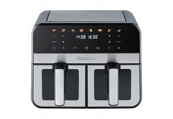 Webber AF900 Heteluchtfriteuse - 9L dubbele kom en kijkvenster