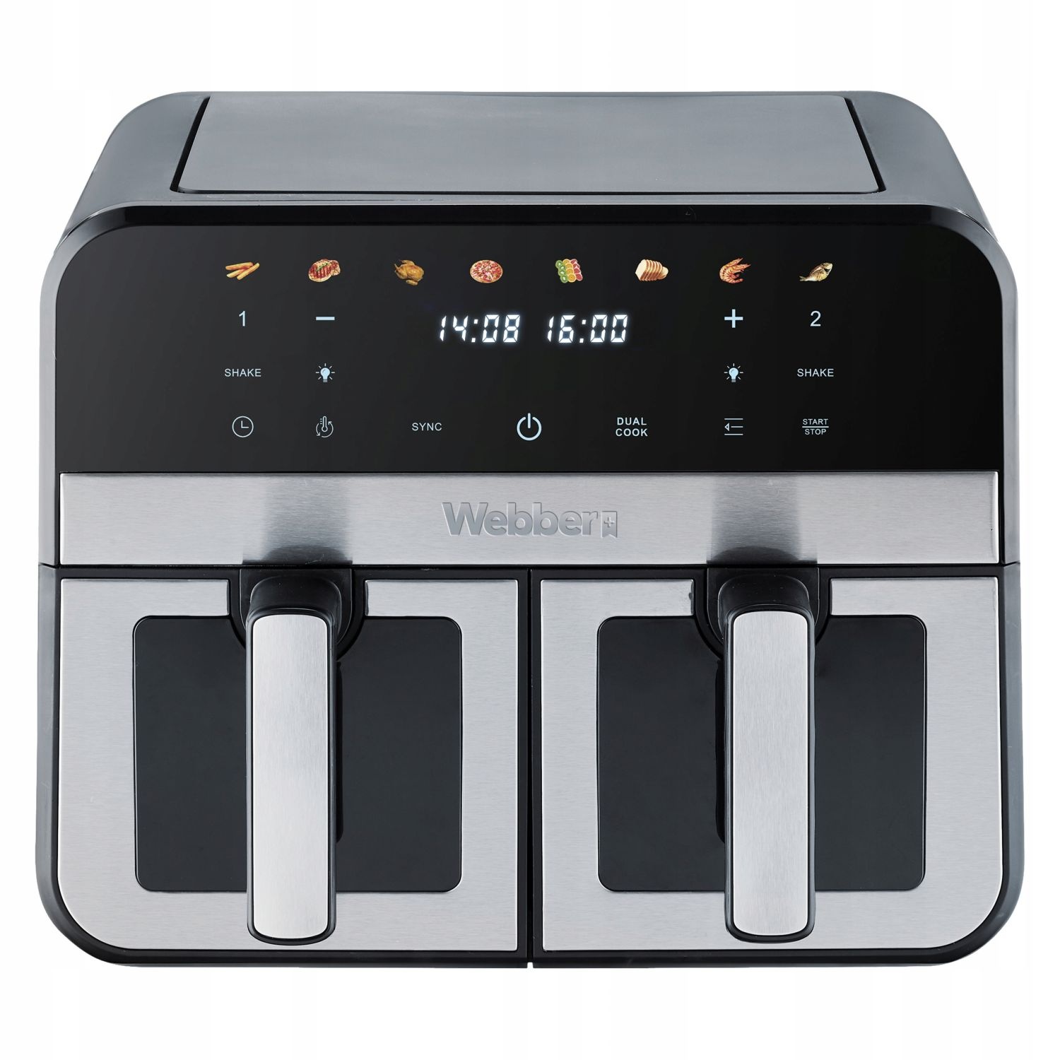 Webber AF900 Heteluchtfriteuse - 9L dubbele kom en kijkvenster