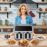 Webber AF900 Heteluchtfriteuse - 9L dubbele kom en kijkvenster