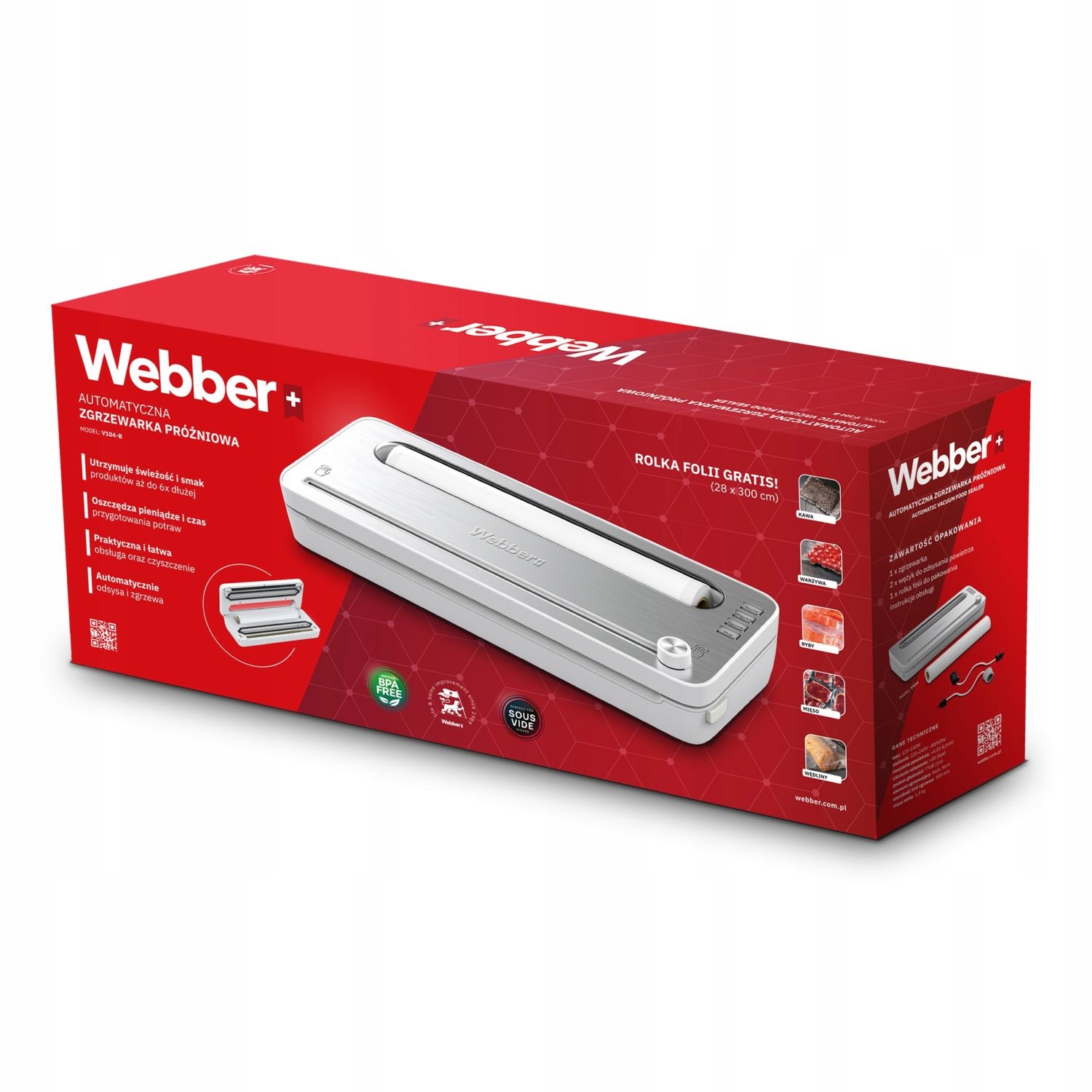 WEBBER Vacumeermachine V104B - Compact design met ingebouwd afsnijmes