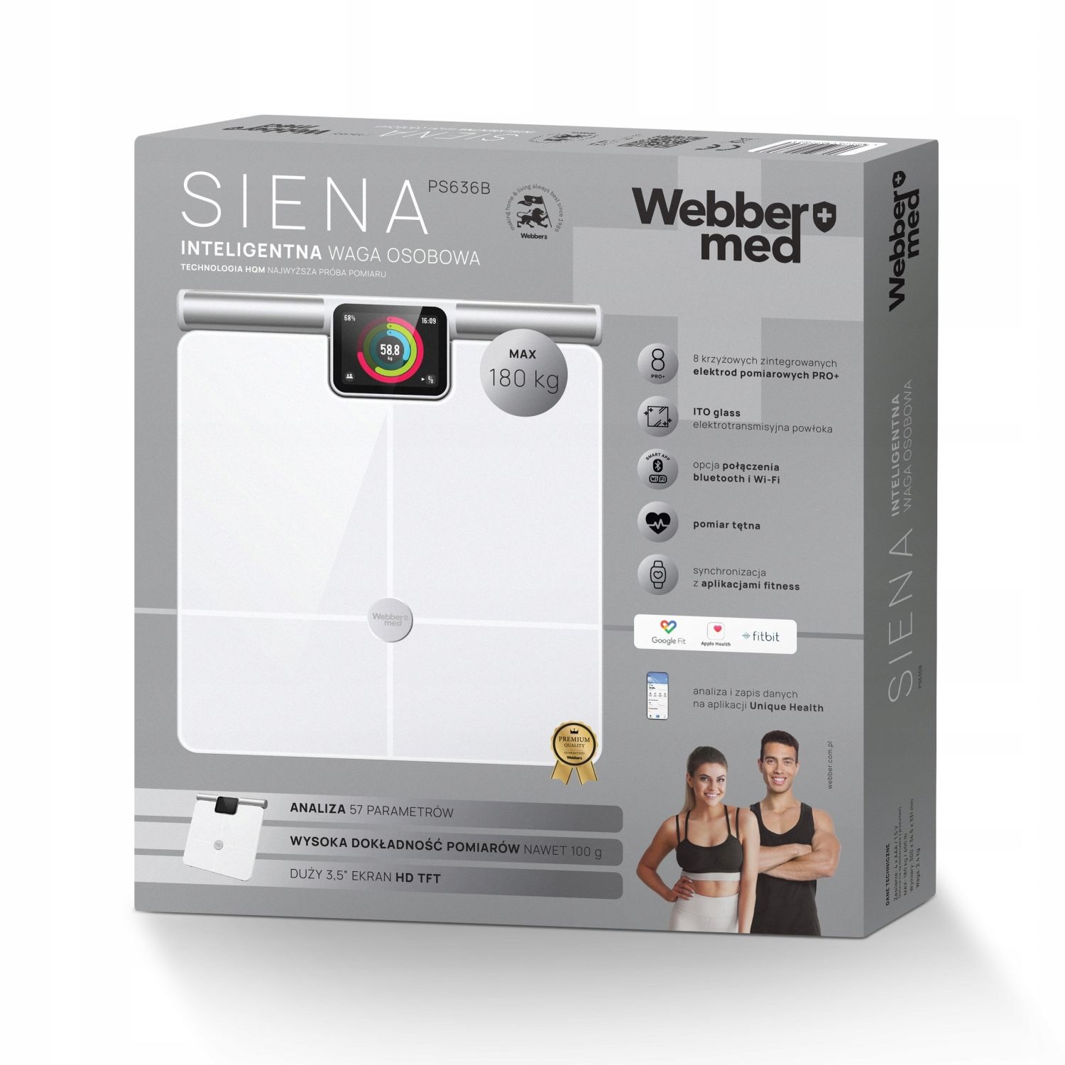 Webber Med SIENA PS636 Slimme Weegschaal - Analyse van 57 Parameters