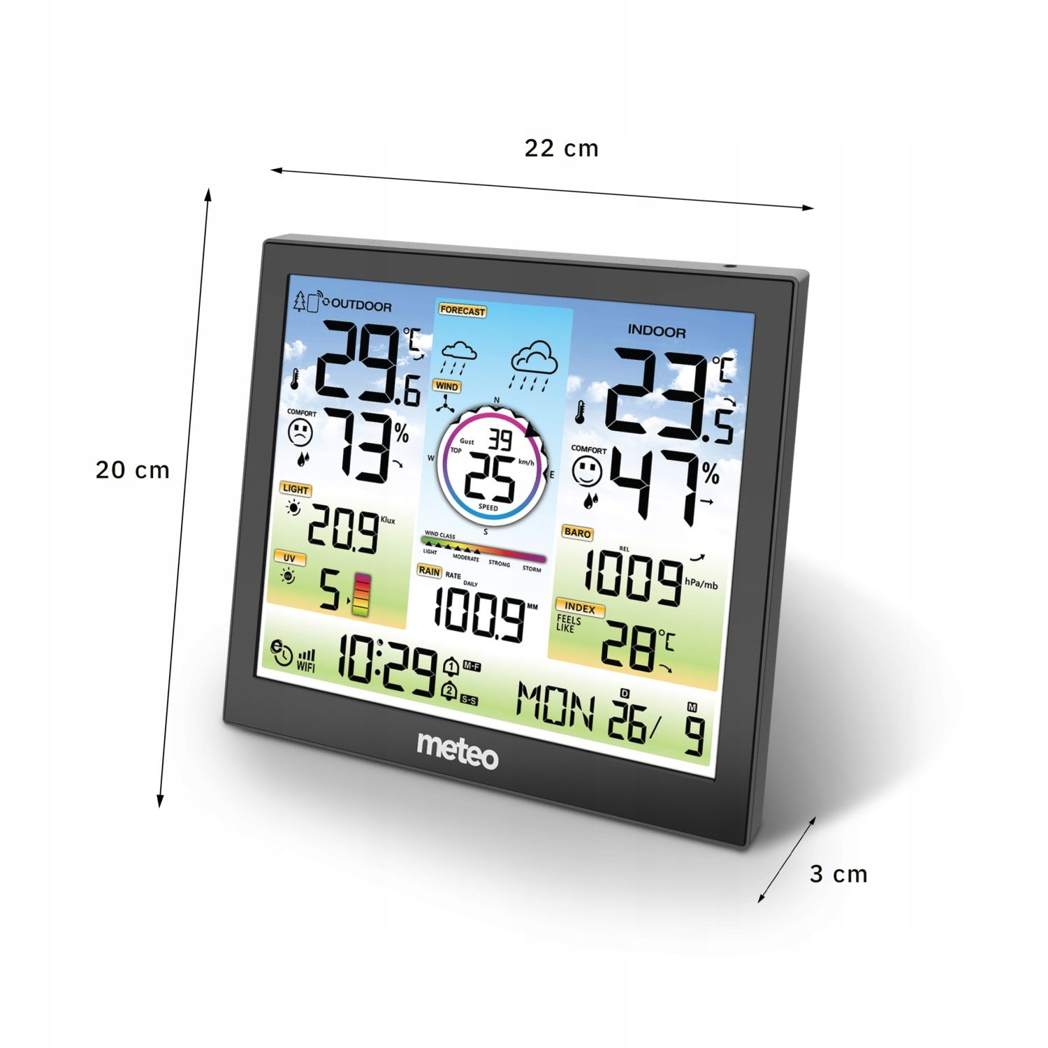 METEO Weerstation SP601 - Slim 6-in-1 weerstation met wind en regen
