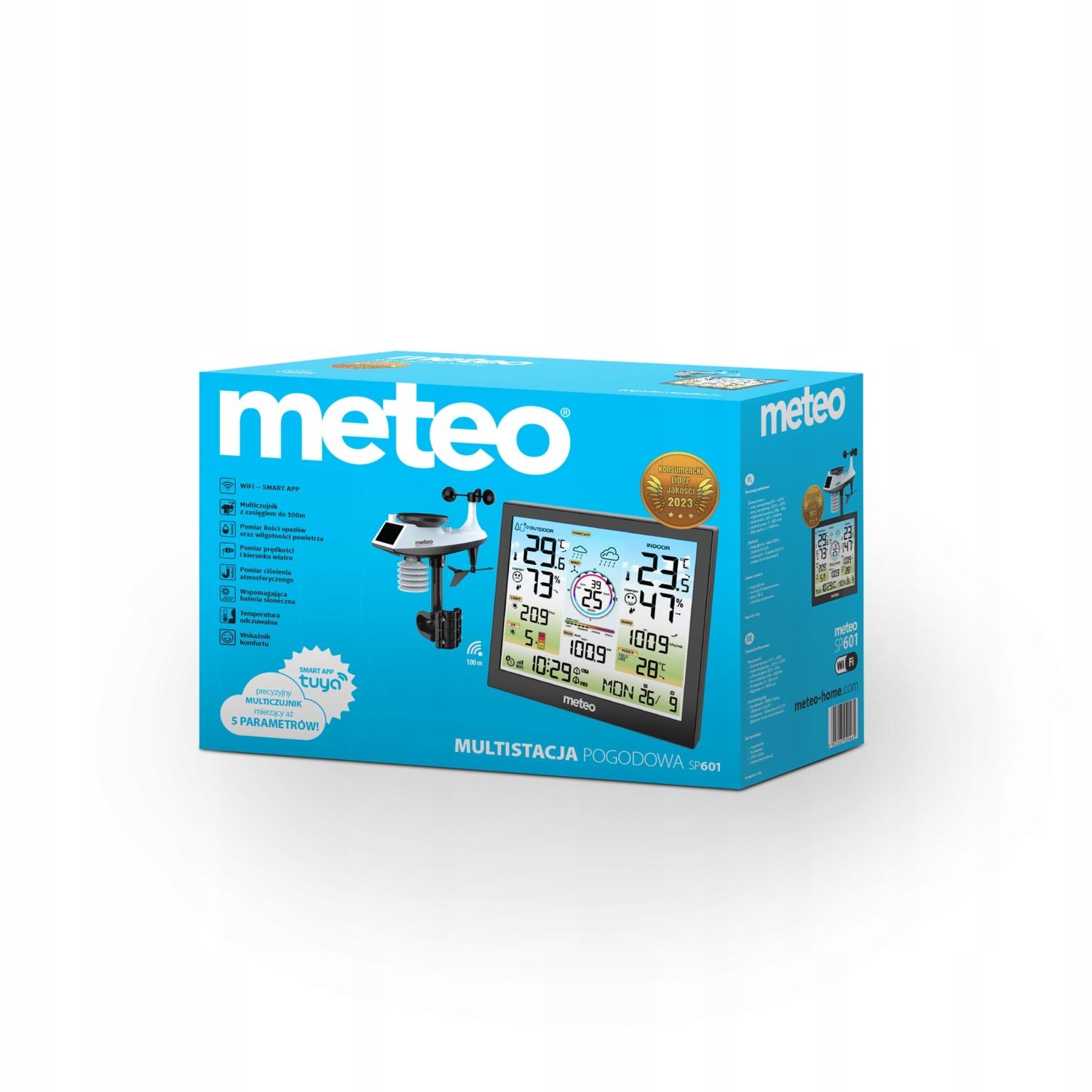 METEO Weerstation SP601 - Slim 6-in-1 weerstation met wind en regen