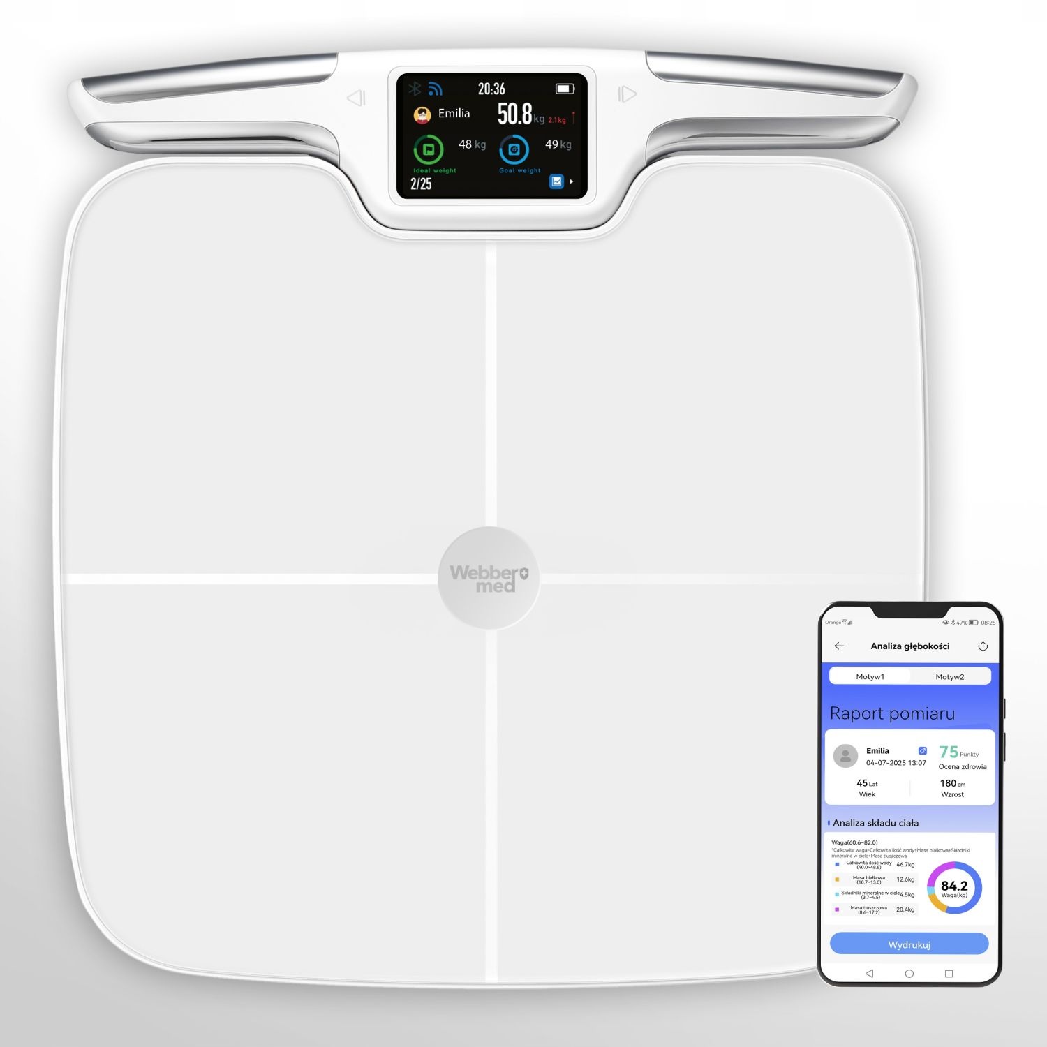Webber Med Liora PS577 Slimme Badkamerweegschaal - 57 parameters